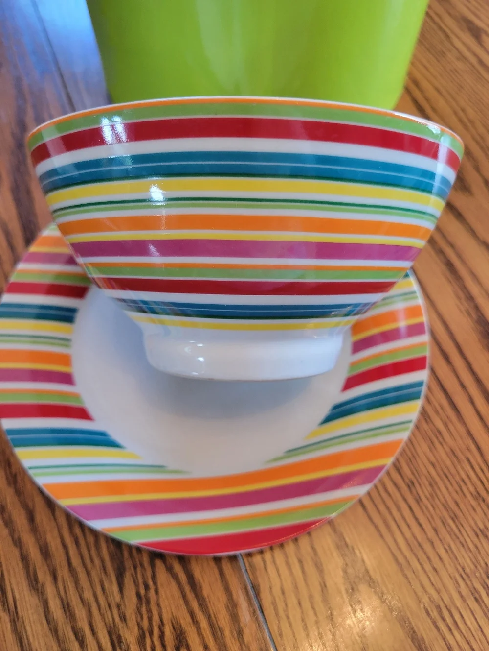 Danica Breakfast Set - Multicolor Striped Dining Set Mug Bowl Plate ~ Colorful!